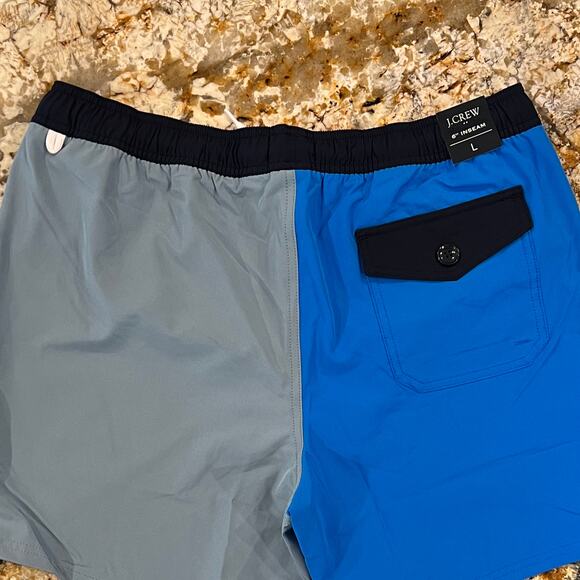 NWT J. Crew Men's Blue 6" Colorblock Swimsuit/Trunk - Picture 4 of 9